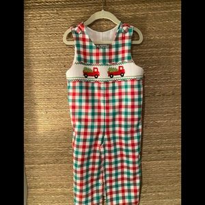 Delaney Boys Christmas overalls